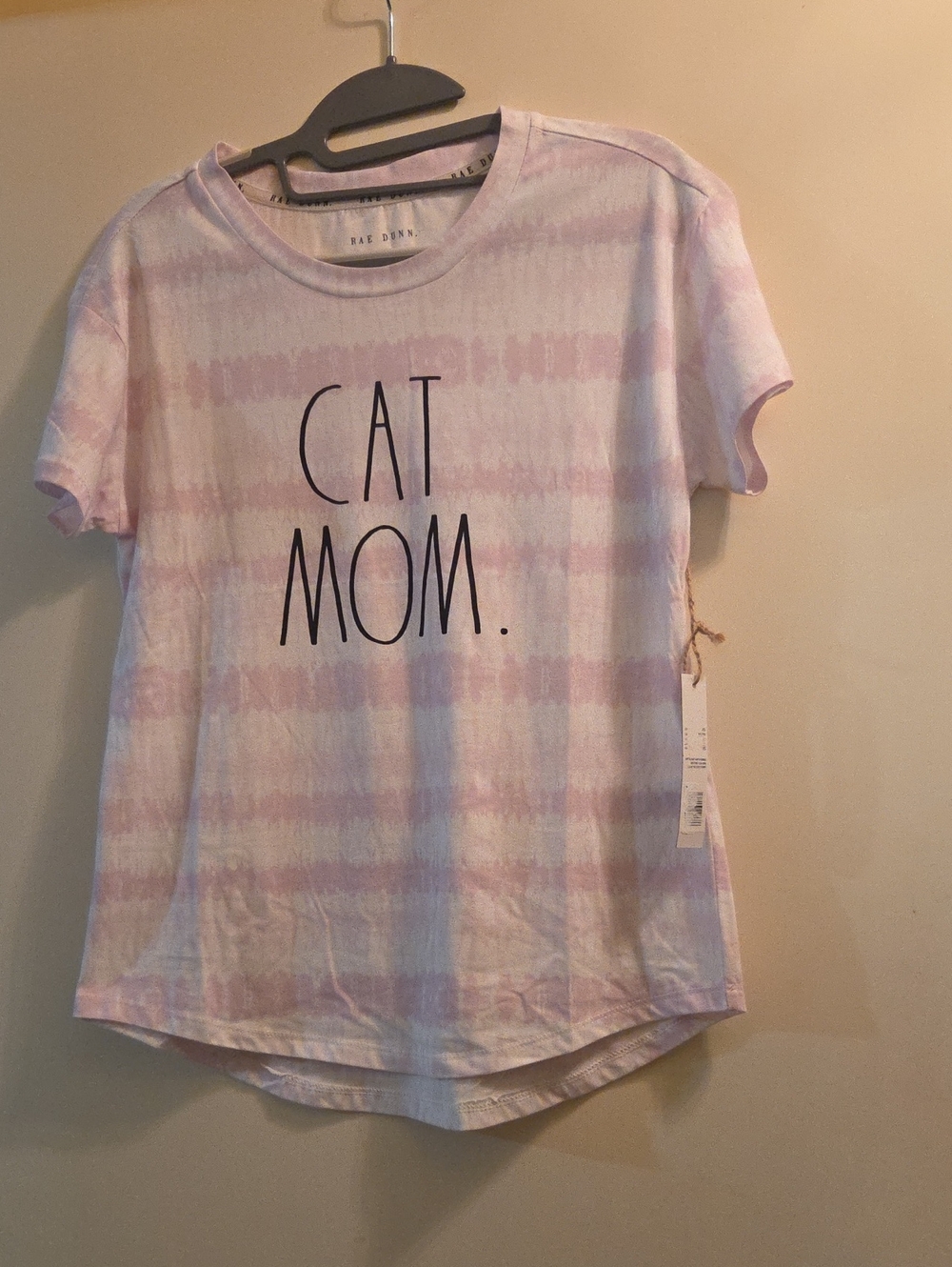 Rae Dunn Pastel Pink & White CAT MOM Tee